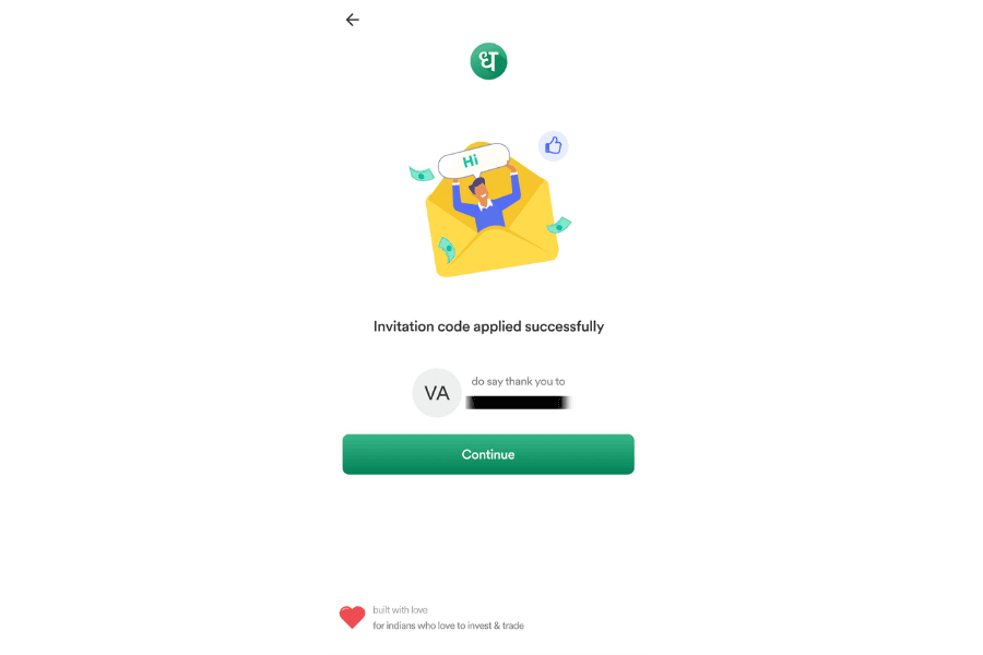 Invitation Code Applied